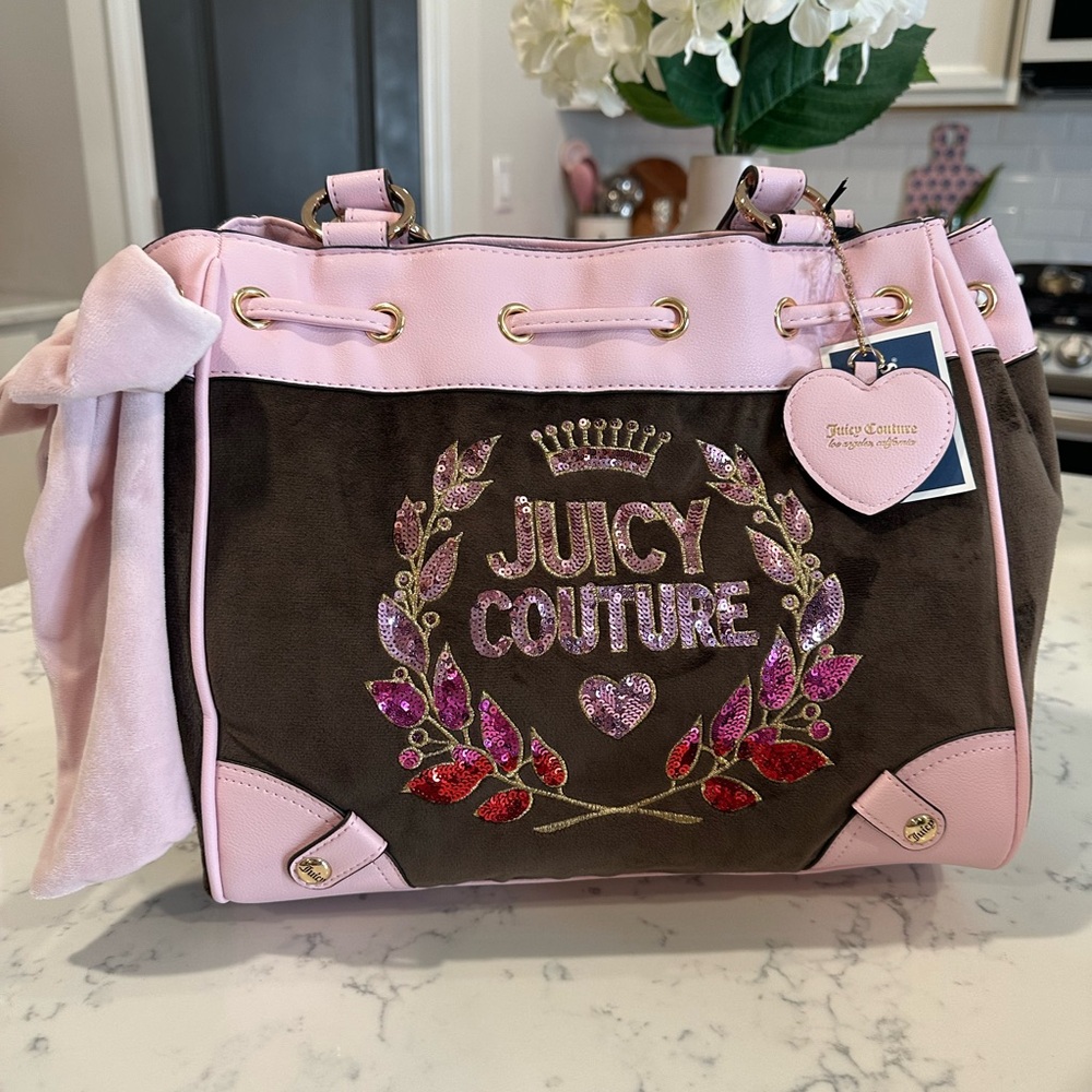 Juicy Couture Pink and Brown Tote Bag
